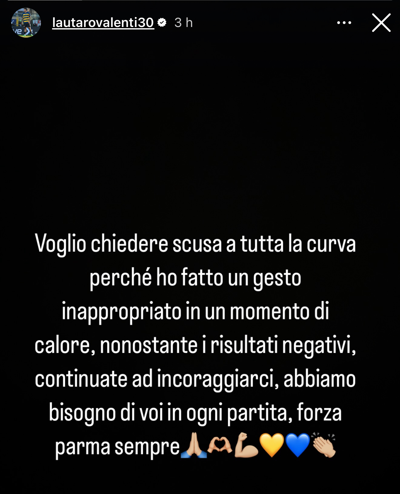 El “Toro”Valenti si scusa: “Forza Parma sempre”