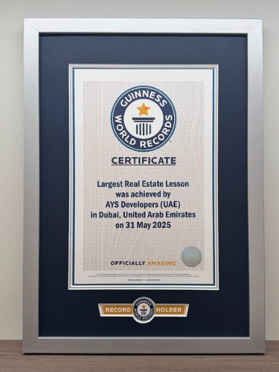 AYS Developers ha stabilito un nuovo Guinness World Record per la sessione di formazione immobiliare più grande al mondo a Dubai
