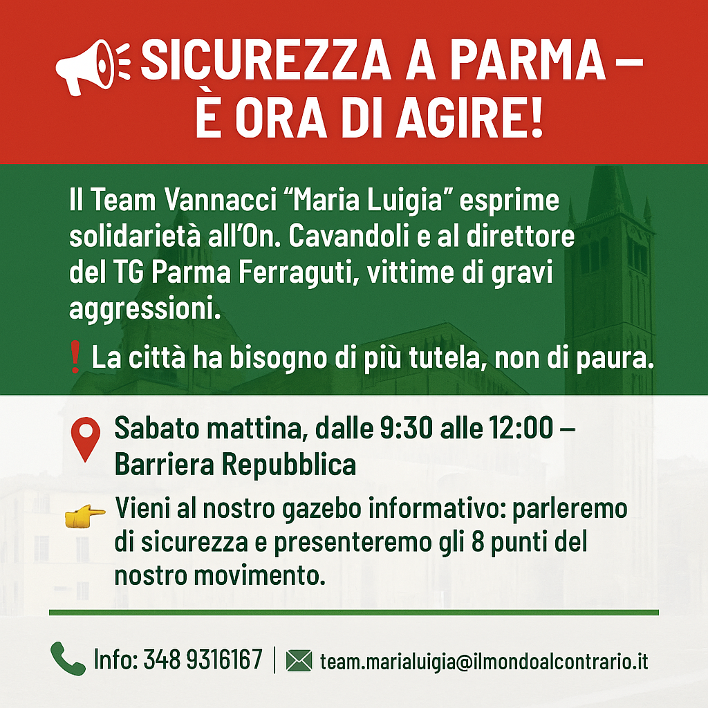 Team Vannacci, solidarietà alla troupe di Tv Parma aggredita. Sabato un incontro con la cittadinanza