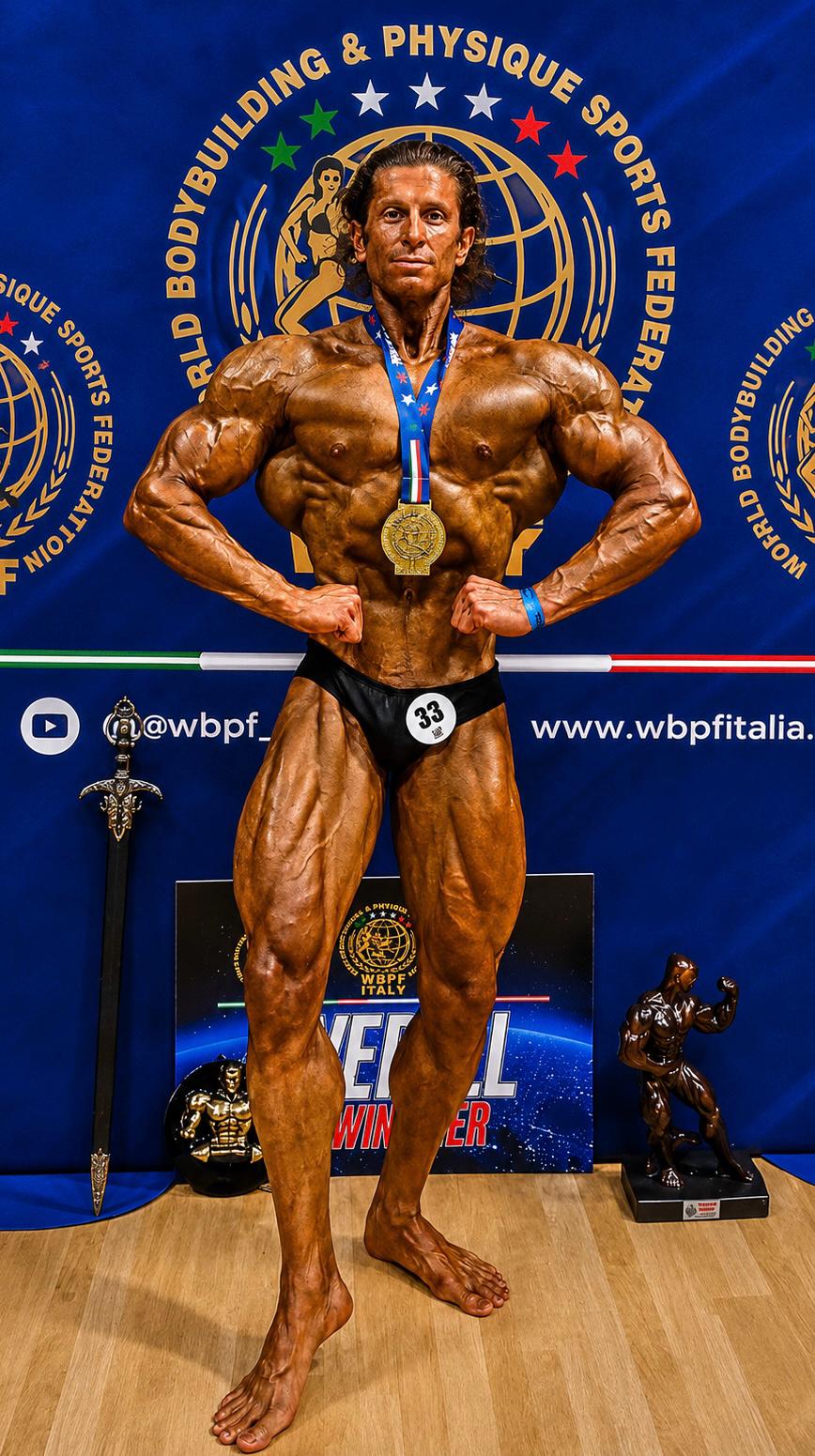 Marcello Piazza ha conquistato il titolo di Campione Europeo Assoluto di Culturismo nella categoria Athletic