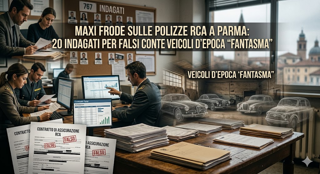 Maxi frode sulle polizze RCA: 20 indagati per falsi contratti e veicoli d’epoca “fantasma”
