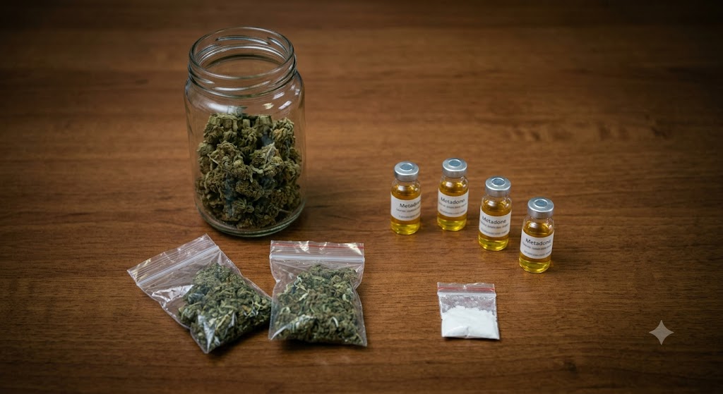 In casa metadone, marijuana e cocaina: denunciato 40enne