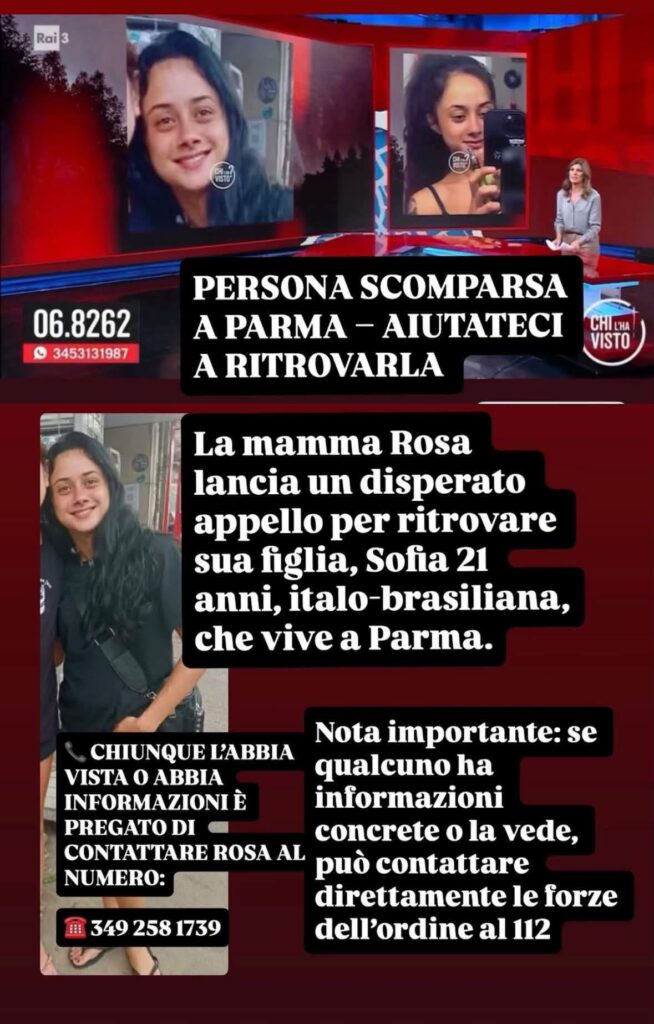 Chi l’ha vista? Scomparsa da Parma Sofia